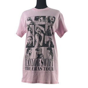 Taylor Swift The Eras Tour graphic concert tee shirt pink dates swiftie sz sm